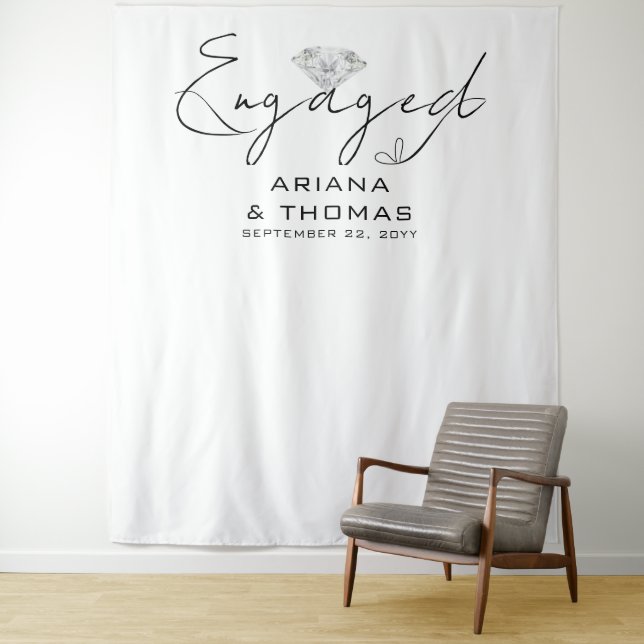 Tenture Fiançailles de calligraphie moderne minimaliste (En situation)