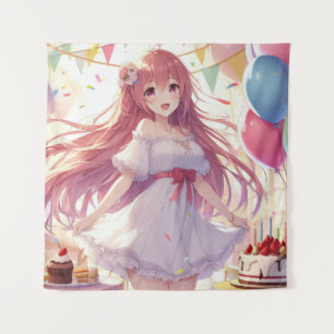 Tenture Fille Anime Anniversaire