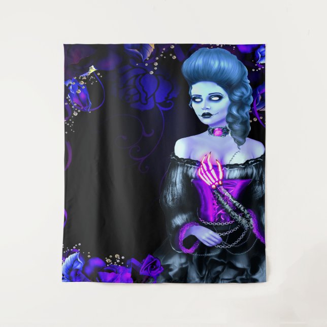 Tenture Fille Morte Zombie brillante Halloween toile de fo (Devant)
