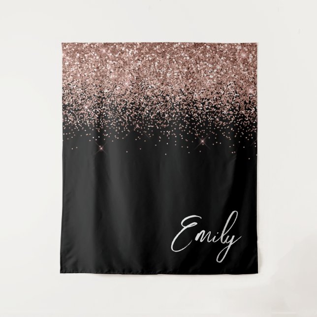 Tenture Fille Rose noir or bleu Parties scintillant rose M (Devant)