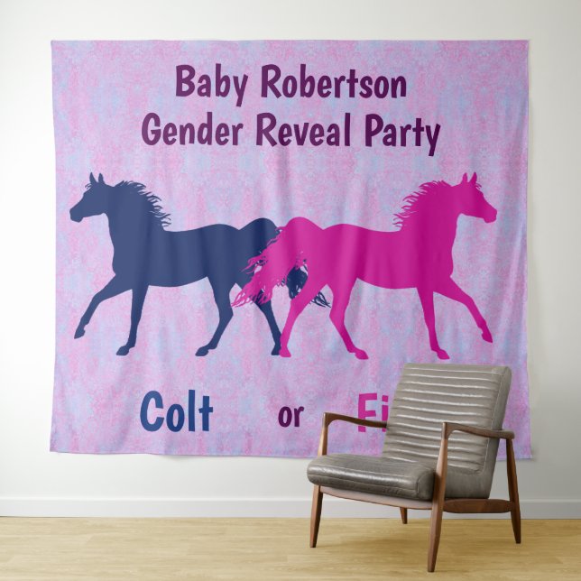 Tenture Fille rose ou Poulain bleu Révélation du sexe Fête (En situation (horizontale))