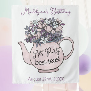 Tenture Fille's Birthday Tea Party Faisons la fête