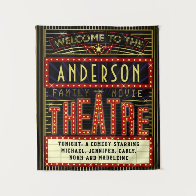 Tenture Film Theatre Marquee Home Cinéma | Nom personnalis (Devant)