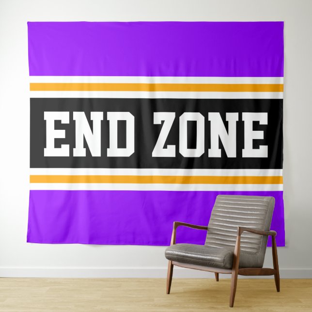 Tenture FIN ZONE Bright Violet Noir Jaune Stripes De Cours (En situation (horizontale))