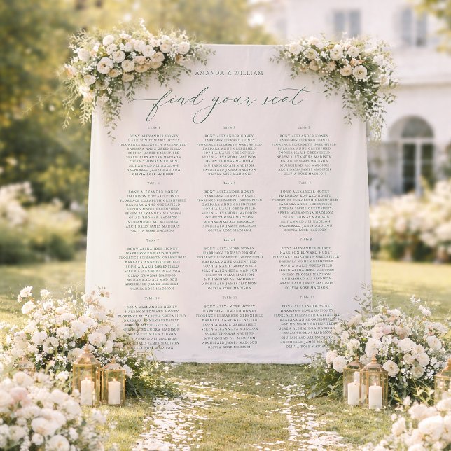 Tenture Find Your Seat Wedding Seating Chart Banner (Créateur téléchargé)