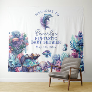 Tenture Fintastic One moderne Rustic Watercolor Baby showe