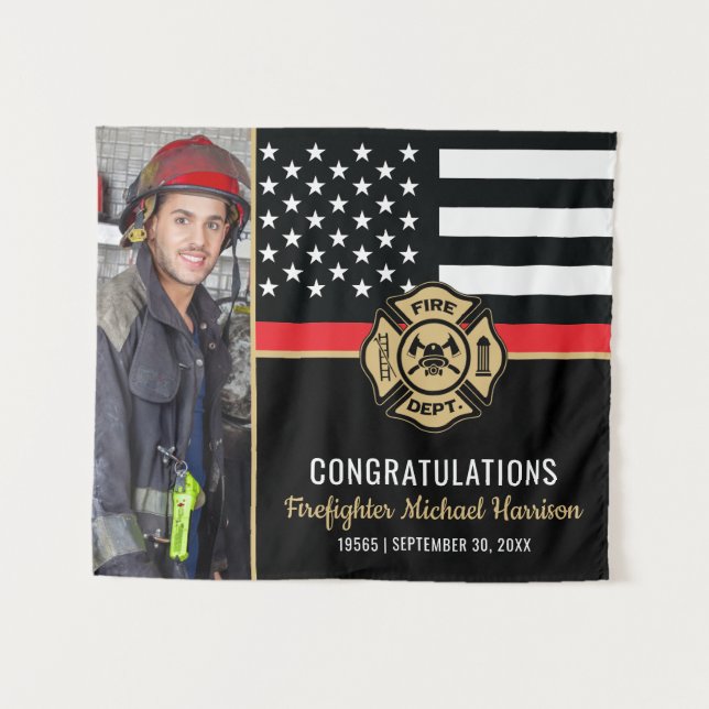 Tenture Fire Academy Fireman Graduation Firefighter Photo (Devant (Horizontal))