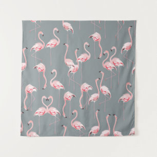Tenture Flamant rose Grey : Vintage Motif sans couture.