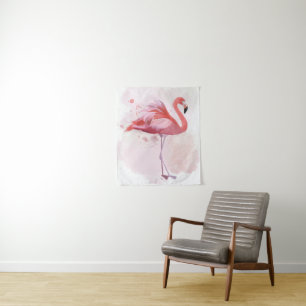 Tenture Flamant rose pelucheux