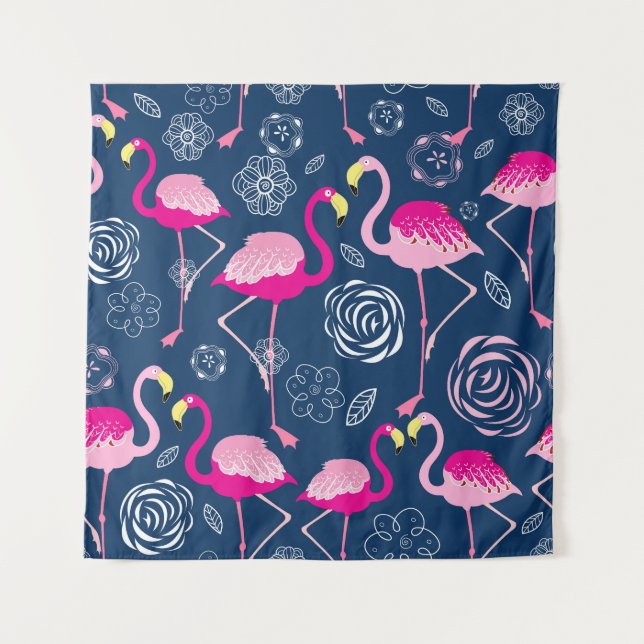 Tenture Flamants roses roses : Graphic Dark Motif (Devant)