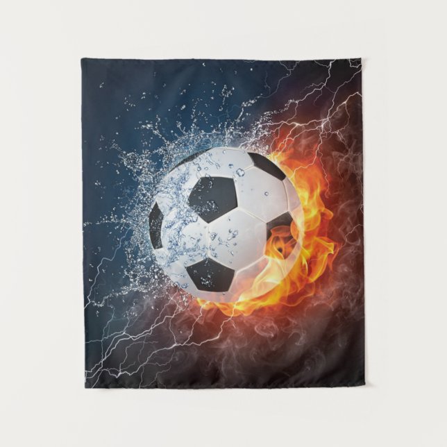 Tenture Flamme Football/Balle de Football Jeu d'oreiller (Devant)