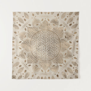 Tenture Fleur de la vie à Lotus Dot Art pastel golds