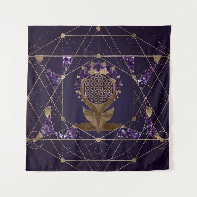 Tenture Fleur de la vie Lotus - Ornement de la géométrie s (Devant)