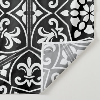 Tenture Fleur de lis noir&blanc motif floral vertical