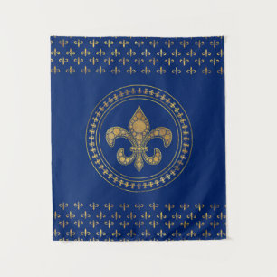 Tenture Fleur de lis - Or et Royal Blue