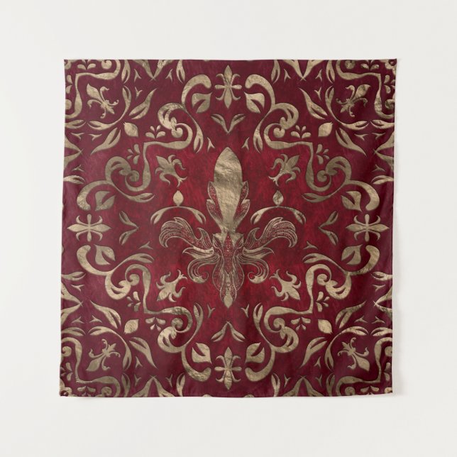 Tenture Fleur de lis rouge et or (Devant)