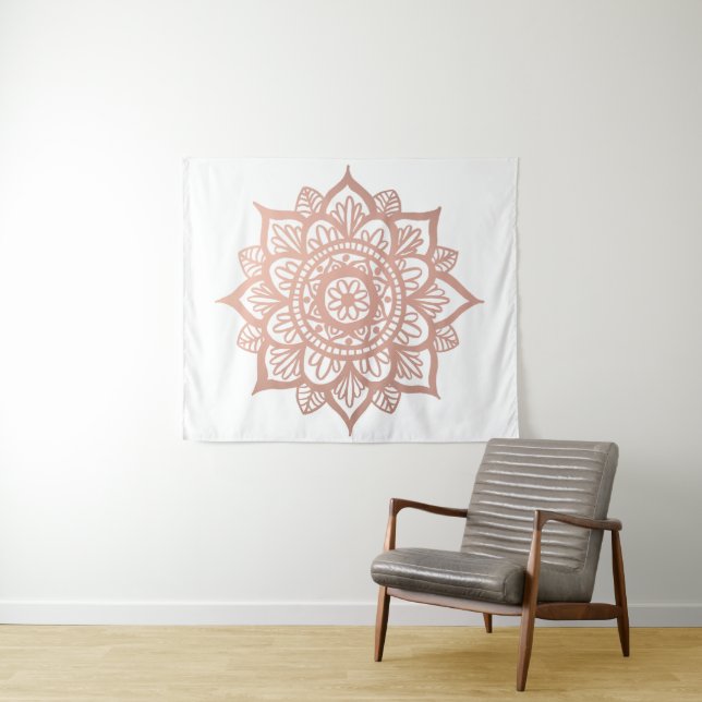 Tenture Fleur de Mandala Rose Gold (En situation (horizontale))