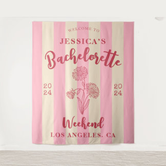 Tenture Fleur de naissance rose beige Bienvenue enterremen