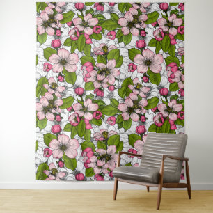 Tenture Fleur de pomme sur blanc