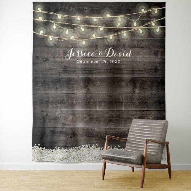 Tenture Fleur d'haleine Rustic Baby Barn Mariage Backdrops (En situation)