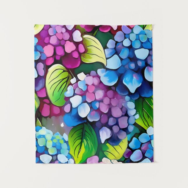 Tenture Fleur d'Hydrangea Art Abstrait Floral coloré (Devant)