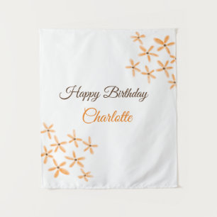 Tenture Fleur marron orange joyeux anniversaire ajouter no