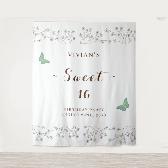 Tenture Fleur sauvage classique et Sweet sixteen papillon (Devant)