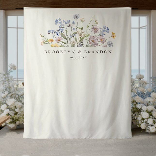 Tenture Fleur sauvage de printemps coloré Meadow Garden Ma (Colorful Spring Wildflower Meadow Garden Wedding Tapestry / backdrop)