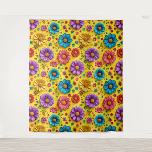 Tenture Fleurs 3d colorées