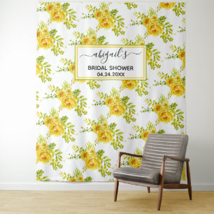 Tenture Fleurs aquarelles jaunes fête prénuptiale florale