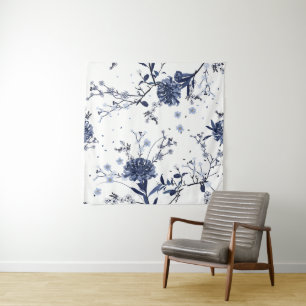 Tenture Fleurs bleues