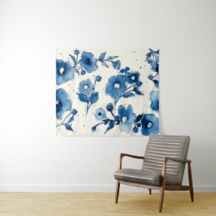 Tenture Fleurs bleues indépendantes