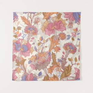 Tenture Fleurs colorées sur un fond clair. Couture douce