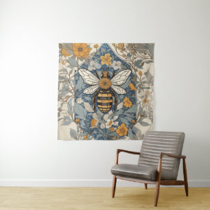 Tenture Fleurs d'abeilles vintages et sauvages
