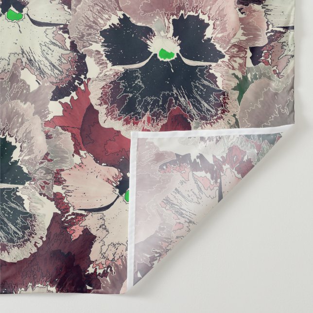 Tenture Fleurs d'aquarelle rose, bordeaux (Détail)