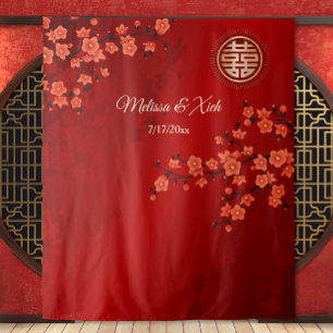 Tenture Fleurs de cerisier Fond de mariage chinois