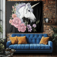 Fleurs de licorne blanche enchantée rose noir