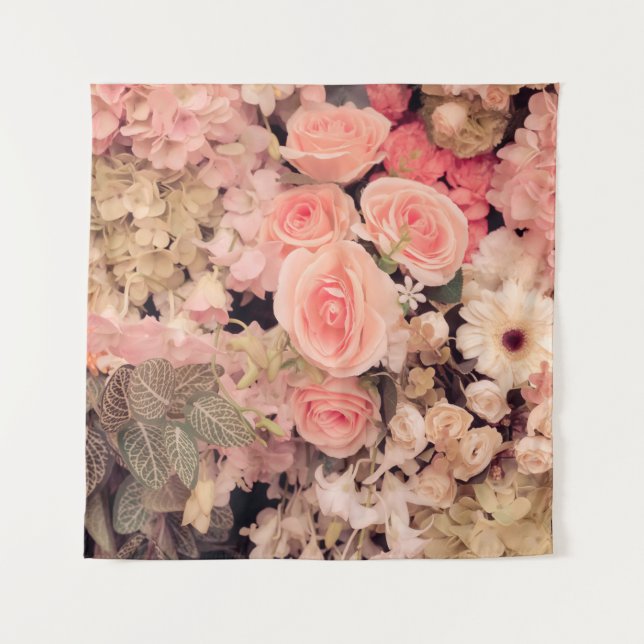 Tenture Fleurs de mur texture rétro - Filtre à effet vinta (Devant)