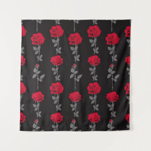 Tenture Fleurs de rose rouge motif vintages abstraites