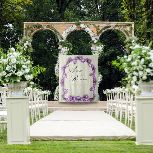 Tenture Fleurs Élégantes en Satin de Lin Mauve Lilas en Ar