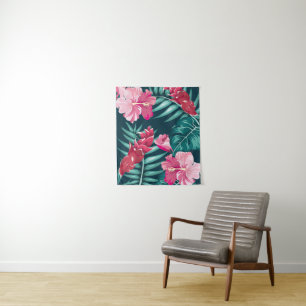 Tenture Fleurs exotiques roses