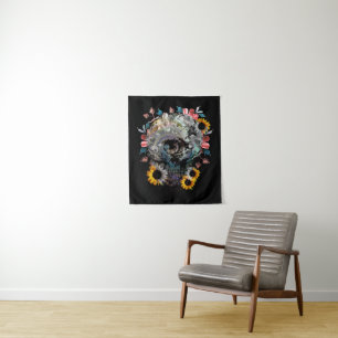 TENTURE FLEURS FLORALES SKULL
