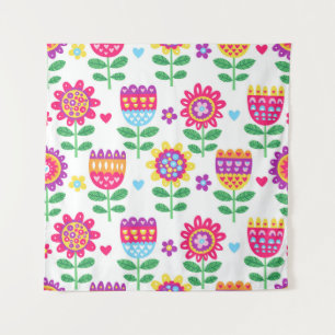Tenture Fleurs gaies Vintage Motif coloré