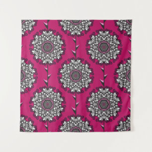 Tenture Fleurs Graphiques Florales rose sans joint