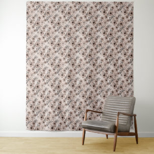 Tenture Fleurs marron beige motif sur le tigre arrière - p