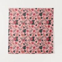 Fleurs motifs et feuilles flamands roses