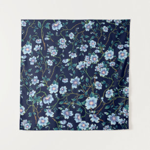 Tenture Fleurs pour enfants : bleu foncé transparent