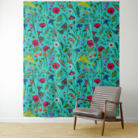 Fleurs sauvages et papillons de nuit sur turquoise