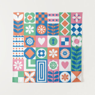 Tenture Floral Abstrait : Scandinave Folk Design.