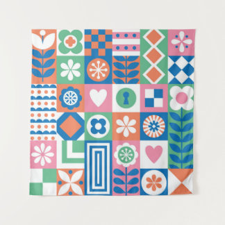 Tenture Floral Abstrait : Scandinave Folk Design.